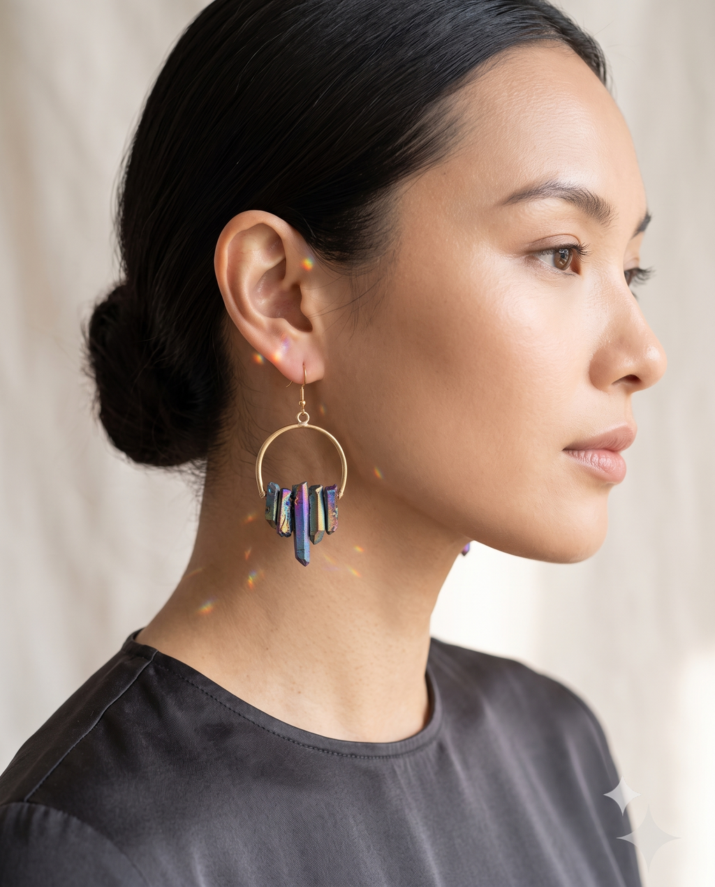 Boho Multicolor Crystal Hoop Earrings – Handmade Statement Dangle Earrings for Women