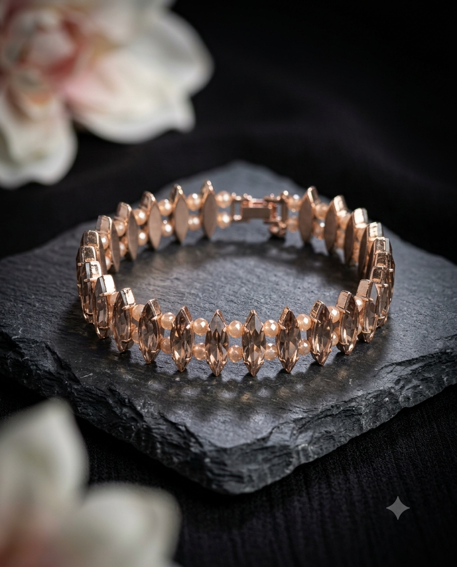 Elegant Rose Gold Crystal Bracelet – Stylish Statement Jewellery