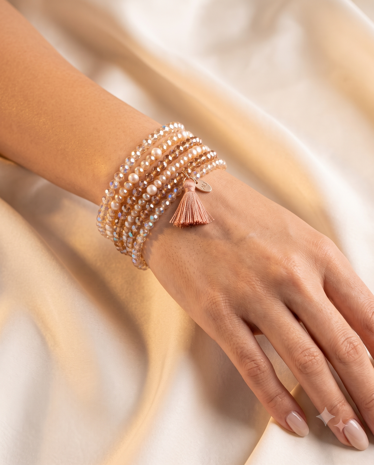Elegant Multicolor Crystal Beaded Bracelet Set – Handmade Statement Jewellery