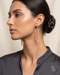 Elegant Rose Gold Leaf Drop Earrings – Crystal Beaded Statement Earrings