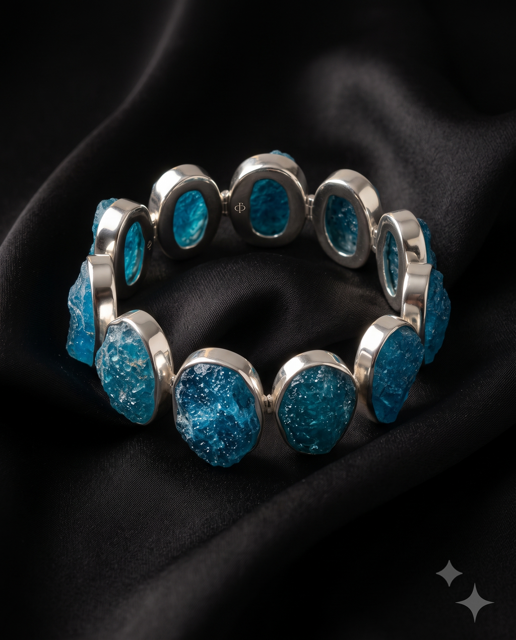 Elegant Blue Crystal Statement Bracelet – Silver Tone Beaded Jewellery