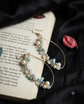 Elegant Pearl & Blue Crystal Hoop Earrings – Handmade Statement Jewellery