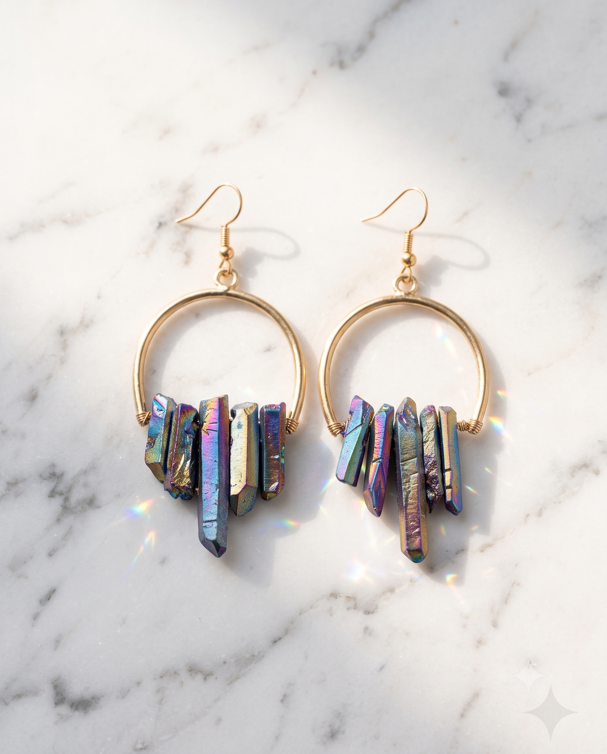 Boho Multicolor Crystal Hoop Earrings – Handmade Statement Dangle Earrings for Women