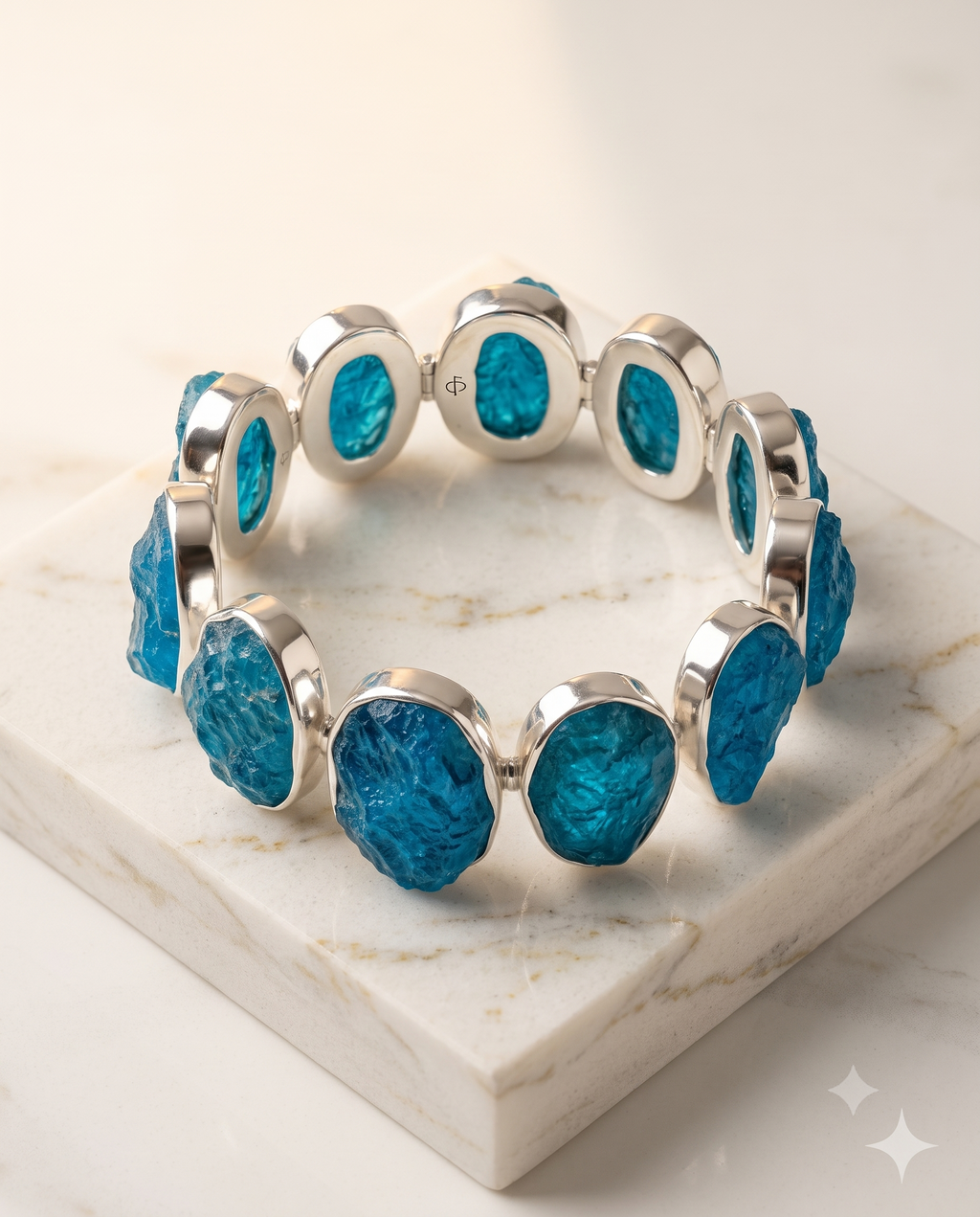 Elegant Blue Crystal Statement Bracelet – Silver Tone Beaded Jewellery